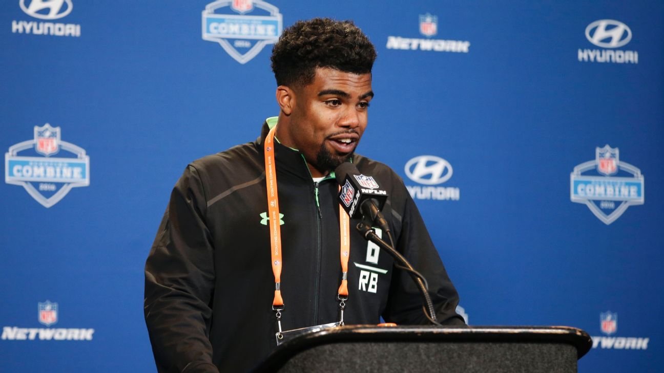 Ezekiel Elliott's combine cleats designed to raise awareness for domestic violence victims