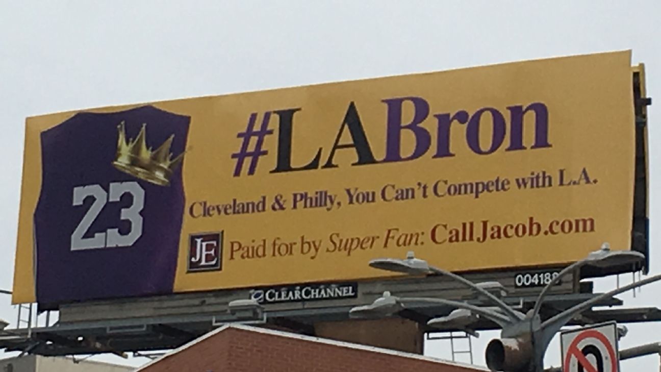 Fan puts up billboards trying to woo LeBron James to Los Angeles Lakers