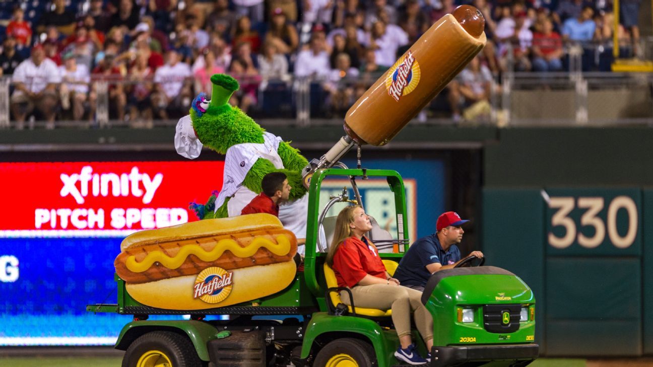 Phillie Phanatic injures fan with flying hot dog at Citizens Bank Park