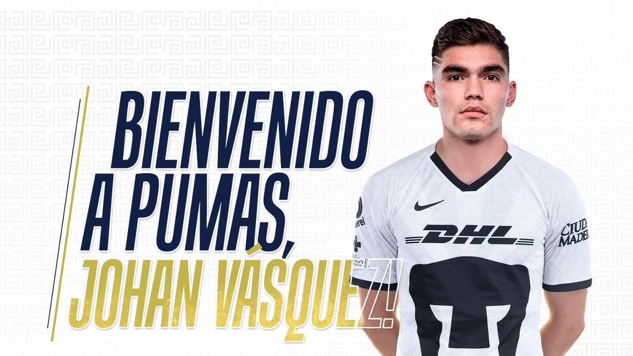 Pumas anuncia el fichaje de Johan Vásquez del campeón Monterrey