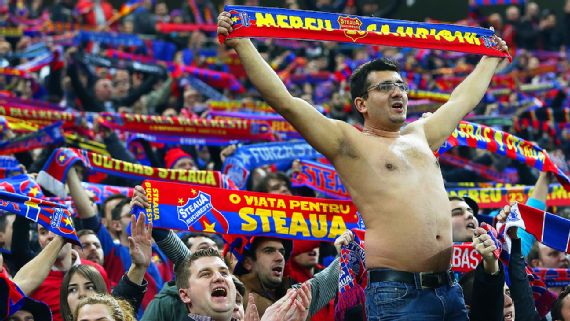 The fans of Steaua Bucuresti display the choreography on the occasion  News Photo - Getty Images