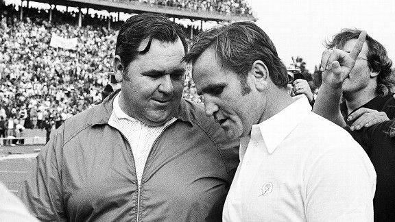 Miami Dolphin coach Don Shula (right) is expressionless as he is  congratulated by Baltimore Colts coach John Sandusky on Saturday, Dec. 16,  1972 in Miami, Fla., in the Orange Bowl. The Dolphins