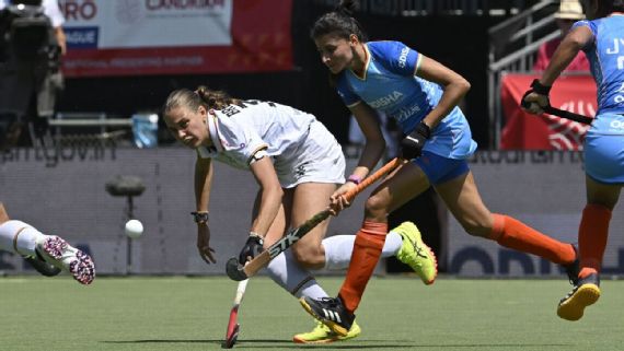 Indian player in action during a Pro League match