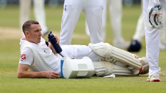 Harry Brook⁣ during a drinks break at Headingley