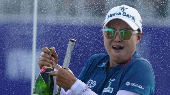 Minjee Lee celebrates winning the KPMG Women`s PGA Championship
