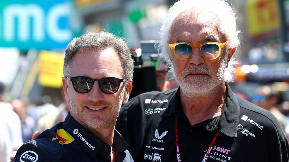 Christian Horner and Alpine boss Flavio Briatore on the grid at Monaco