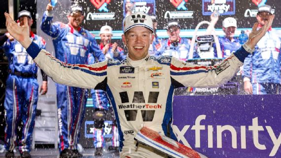 Connor Zilisch will move up to the NASCAR Cup Series in 2026 after winning the Xfinity Series regular-season championship this year.