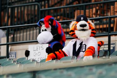 The lonesome life of a baseball mascot, isolated in the stands because of  COVID-19