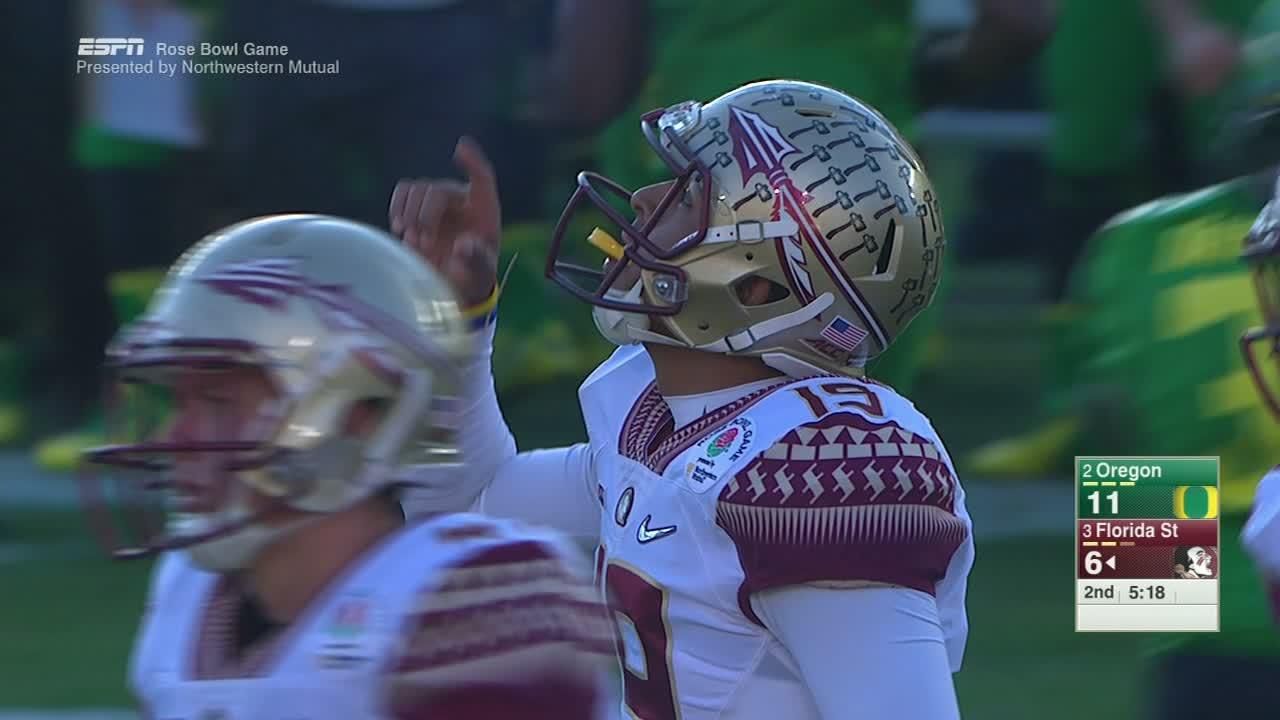 Florida State's Roberto Aguayo his return approach and lasers