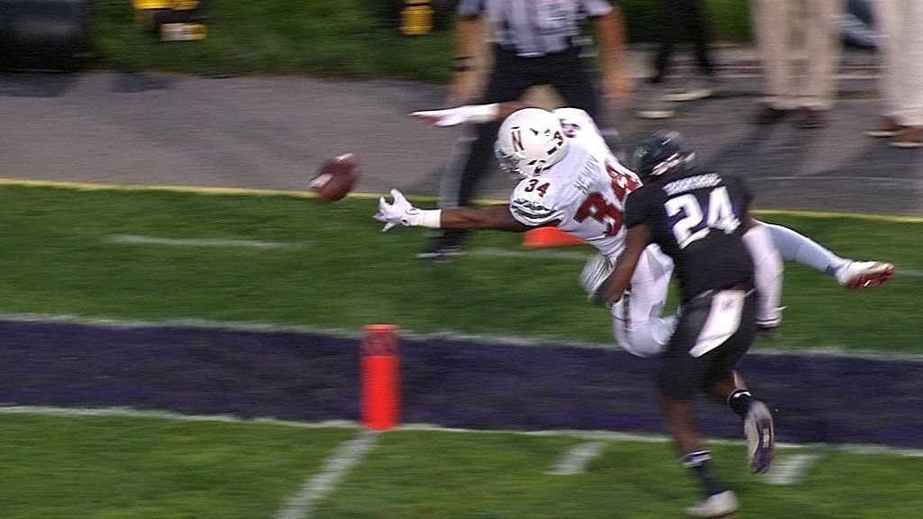 Nebraska RB fumbles just before crossing goal line ESPN Video