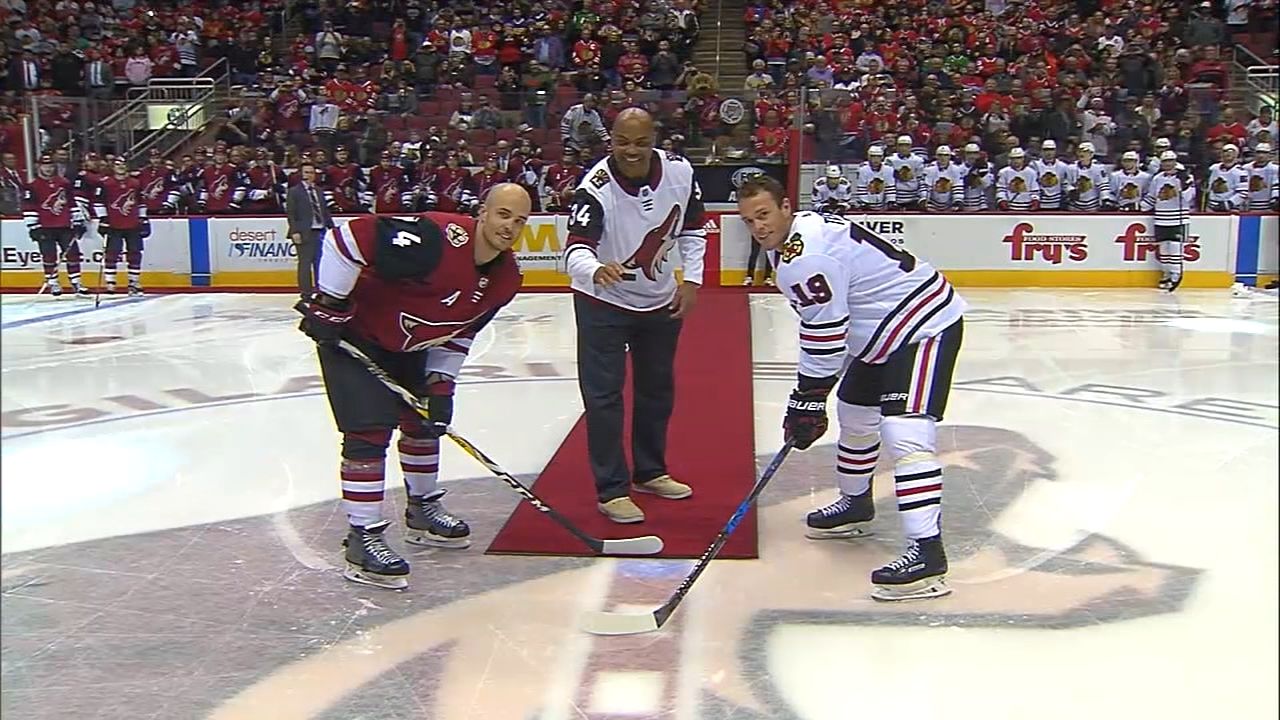 Sir Charles drops puck before Coyotes' game - ESPN Video
