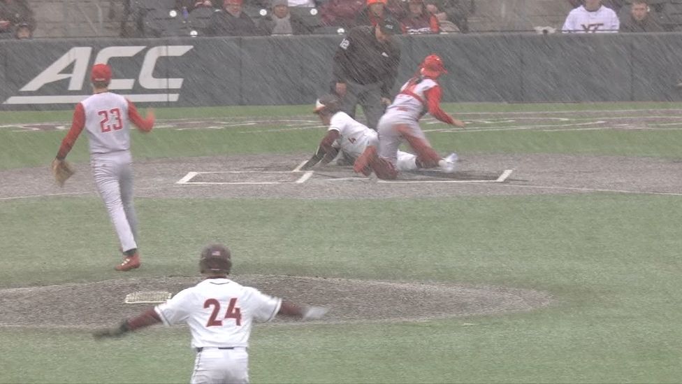 Virginia Tech runner steals home in a blizzard ESPN Video