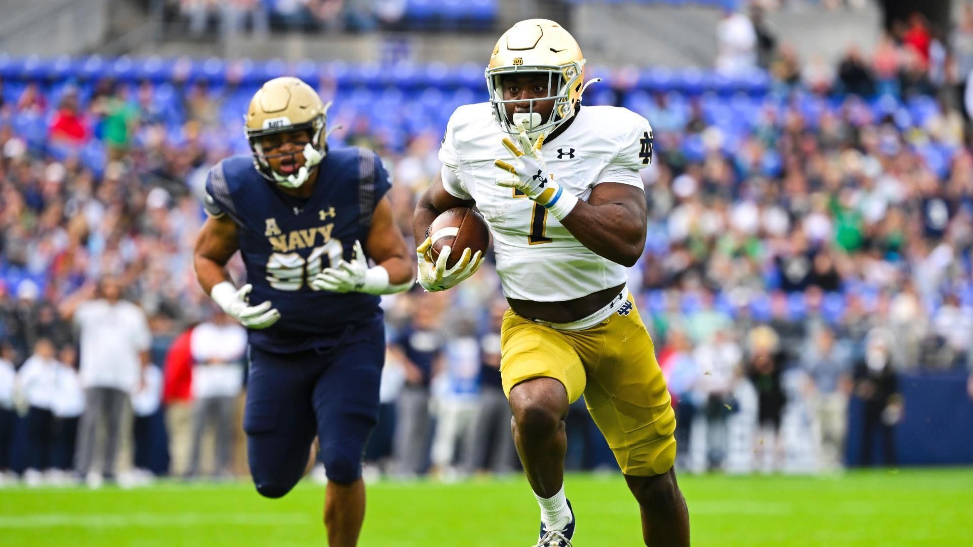 Audric Estime shows off spin move to power past Navy defense ESPN Video