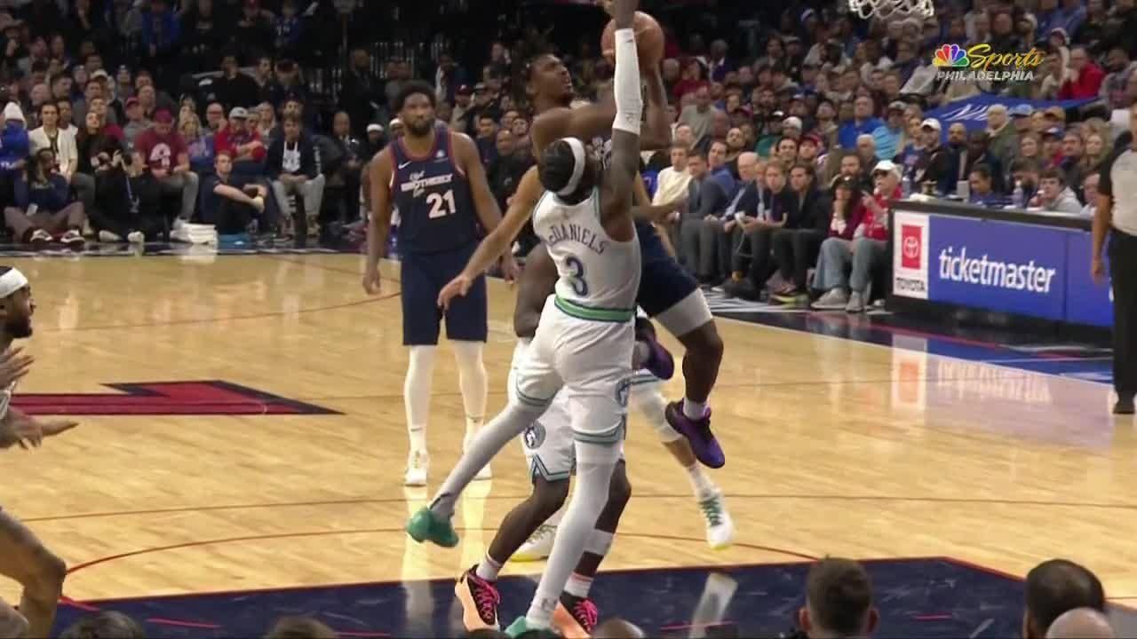 Tyrese Maxey drills basket vs. Minnesota Timberwolves ESPN Video