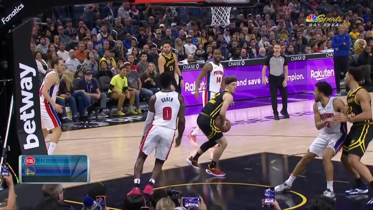 Brandin Podziemski drills basket vs. Detroit Pistons ESPN Video