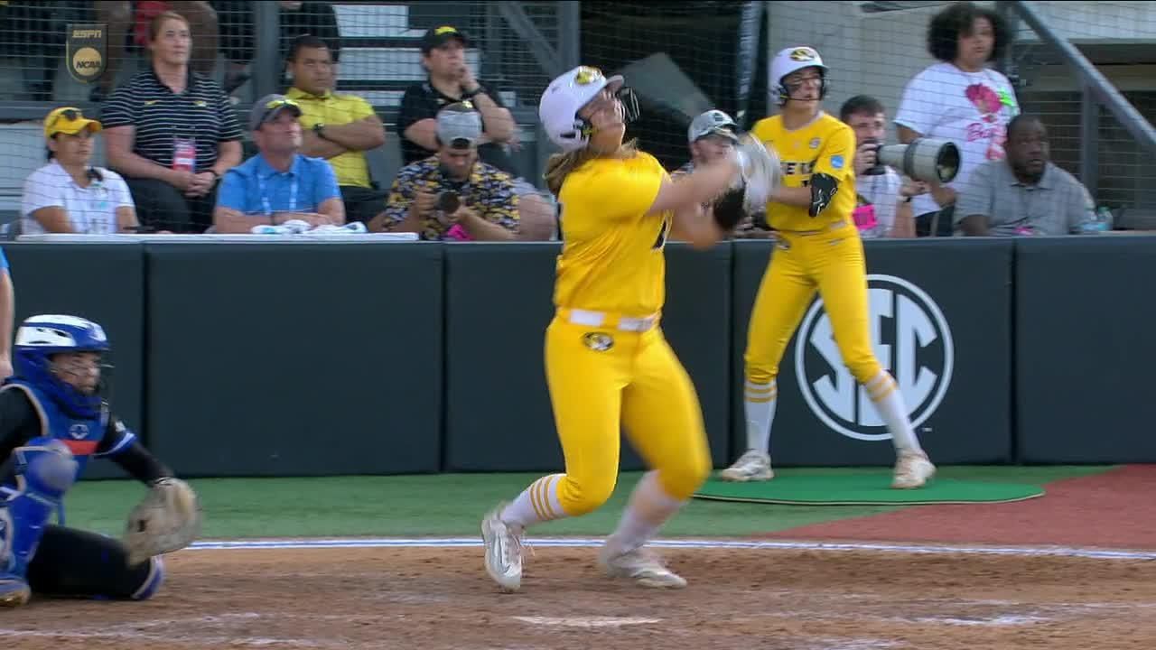 Abby Hay gets Mizzou back in the game with a 3-run shot - ESPN Video