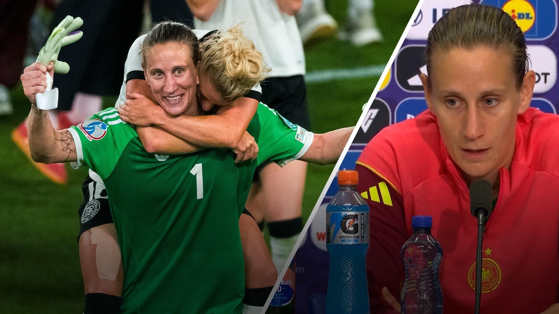 Berger, German hero: Germany to the Euro 2025 semi-finals after epic victory 3 Ann-Katrin Berger celebra con sus compañeras.
