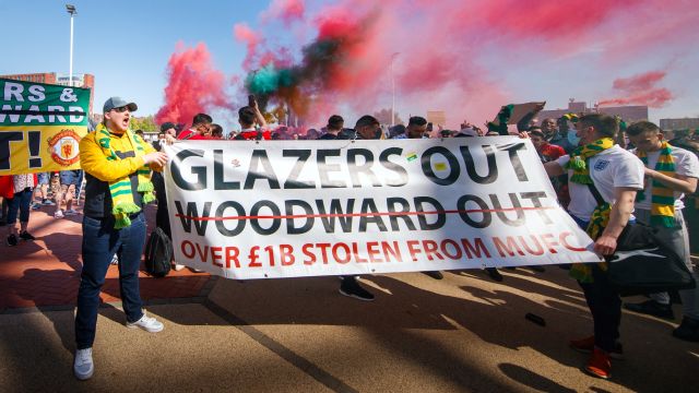 European Super League: Man Utd fans in anti-Glazer protest at Old Trafford