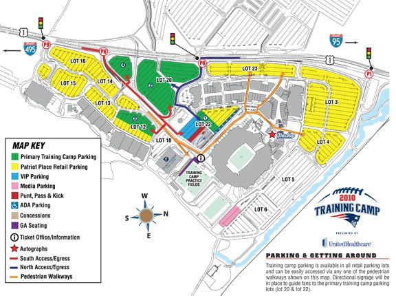 Map Of Patriot Place New England Patriots Training Camp Guide