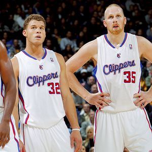 Blake Griffin smiles during opening night 2010 in Clippers new