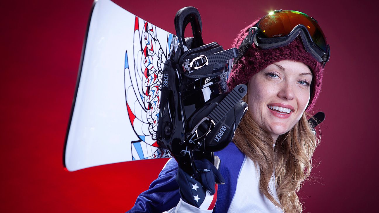 Double-amputee snowboarder Amy Purdy is poised at the top of the mountain