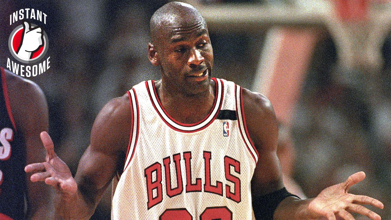 Camper comes at Michael Jordan with Internet Meme; MJ reminds him he's the  sneaker GOAT - ESPN