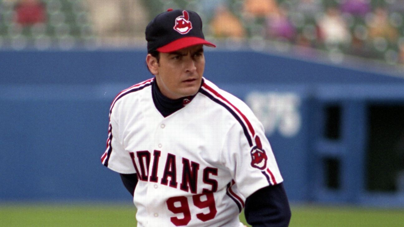 New Charlie Sheen (Ricky Vaughn) #99 Cleveland Indians “MAJOR