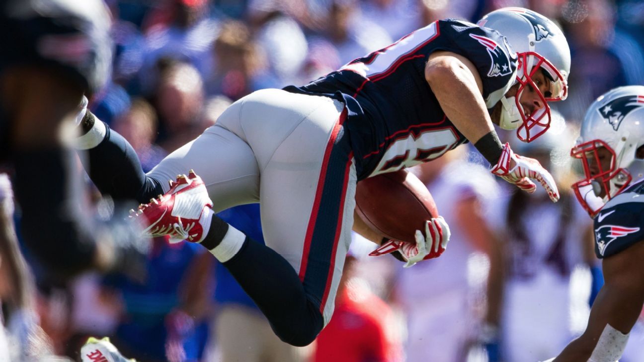 New England Patriots wide receiver Danny Amendola (L) catches game