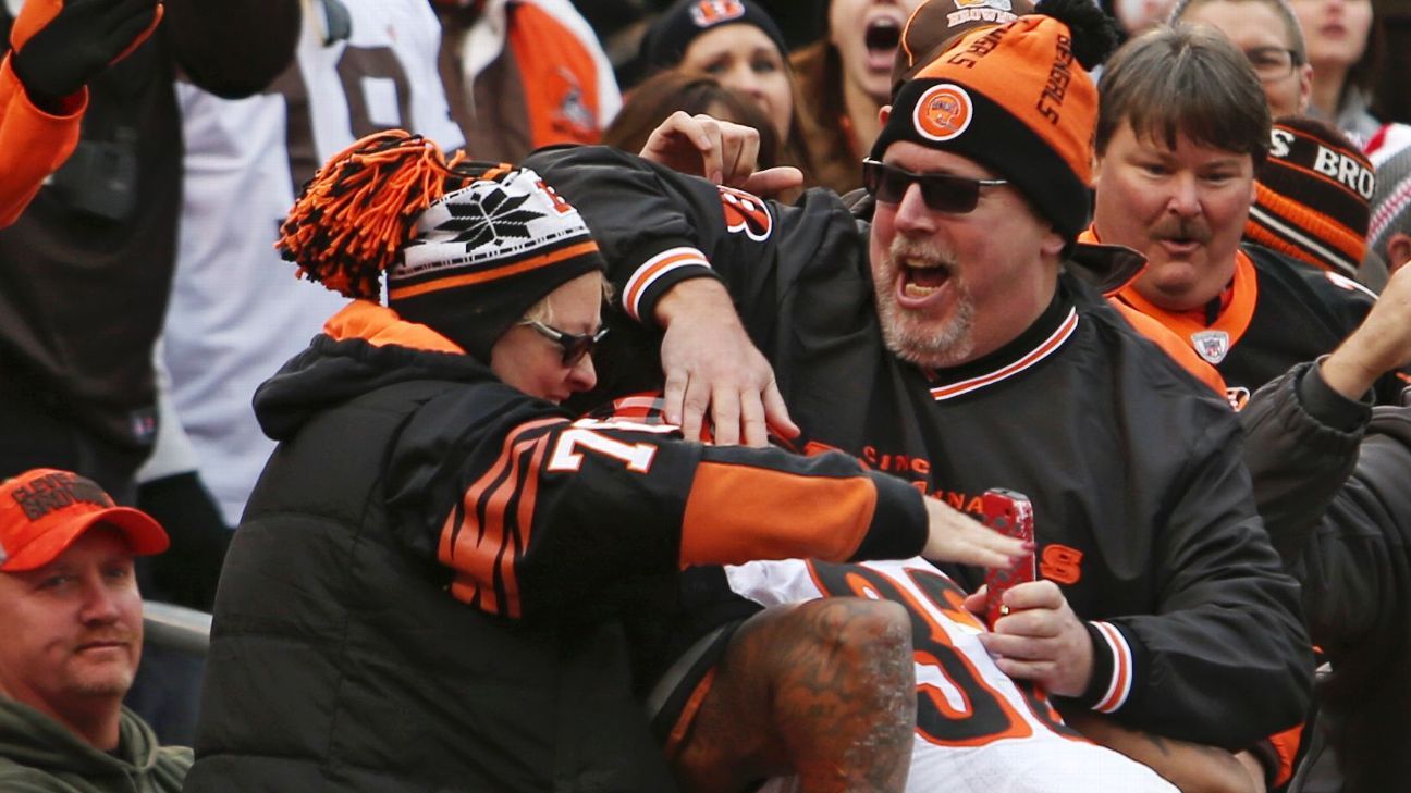 Cleveland Browns fan denies Jeremy Hill's Dawg Pound leap - ESPN