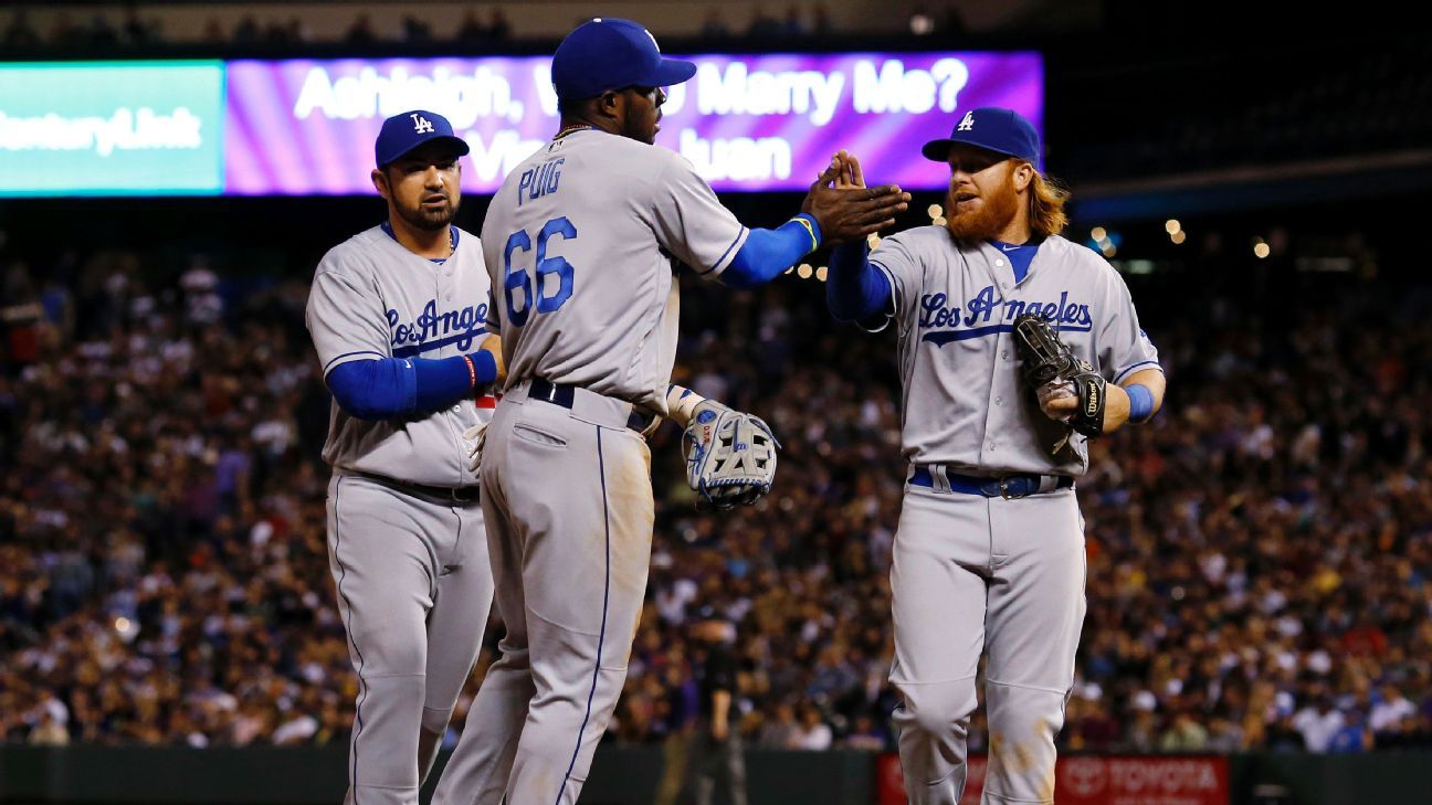 2015 Team Issued Away Jersey YASIEL PUIG Los Angeles DODGERS