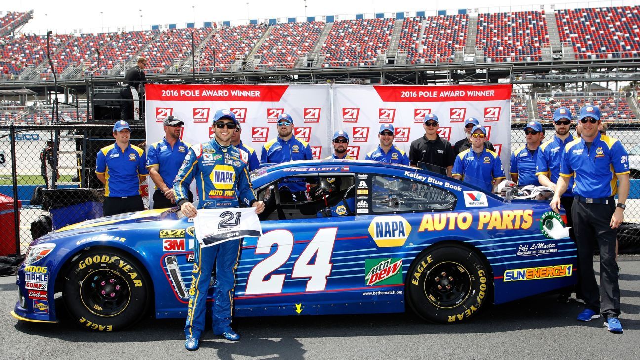 Chase Elliott wins pole at Talladega 30 years after his dad - ESPN