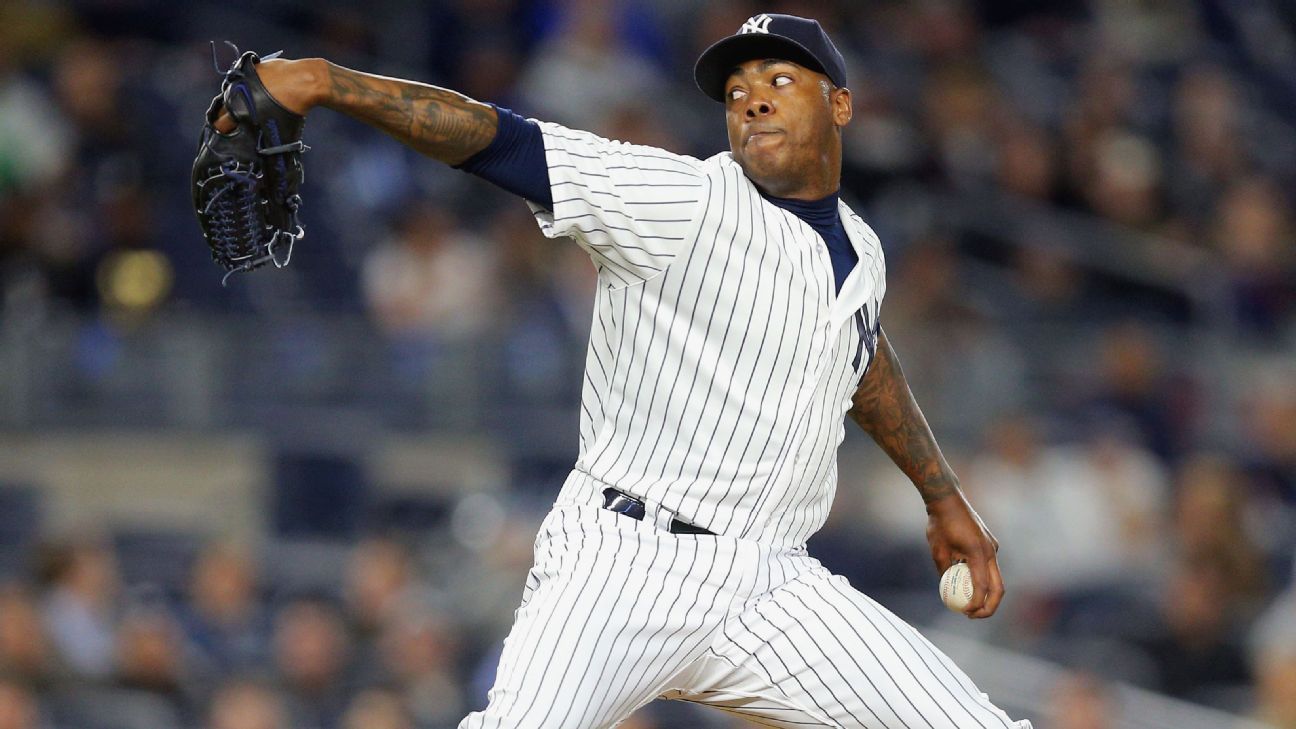 Aroldis Chapman throws 102 mph to lead New York Yankees to victory ...