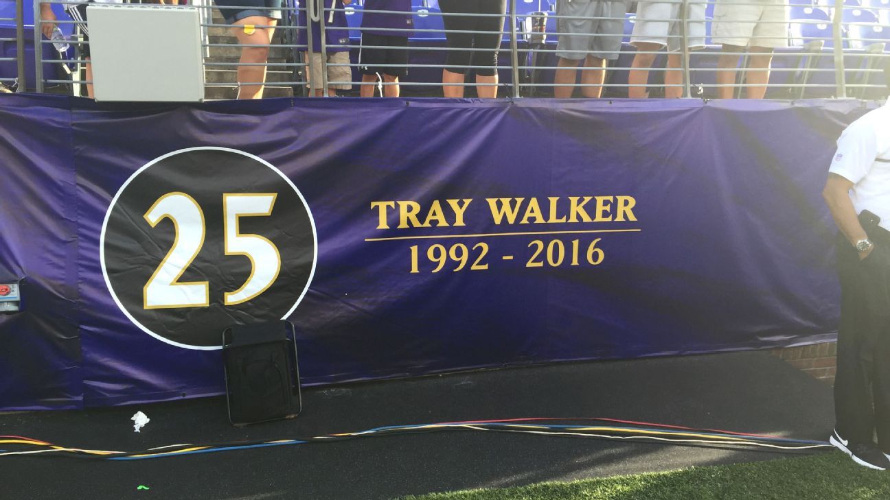 Baltimore Ravens honor Tray Walker with a sign at M&T Bank Stadium