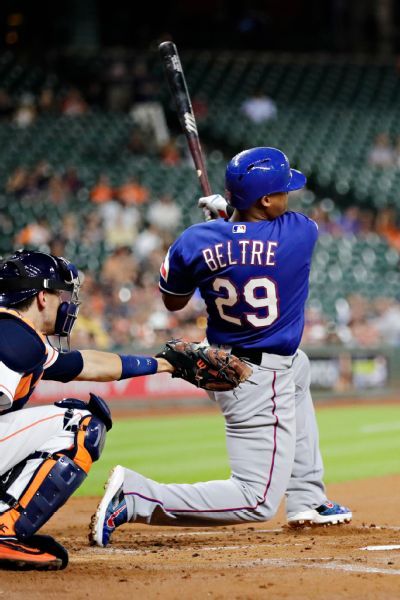 Adrian Beltre of Texas Rangers belts 408-foot homer from one knee