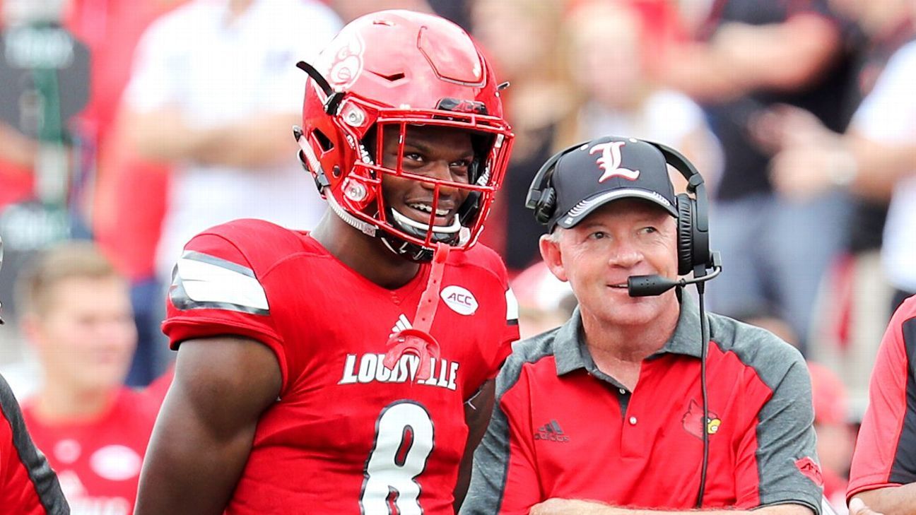 Lamar Jackson puts Louisville jersey back on for Heisman House