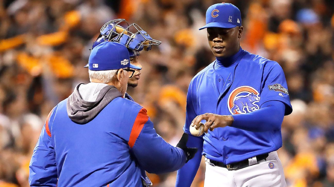 Cubs' Joe Maddon defends his use of Aroldis Chapman in run to