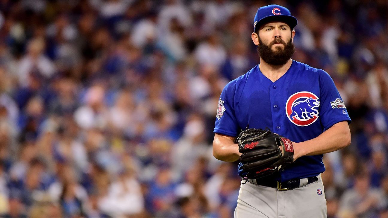 Portrait of Chicago Cubs pitcher Jake Arrieta demonstrating Pilates News  Photo - Getty Images
