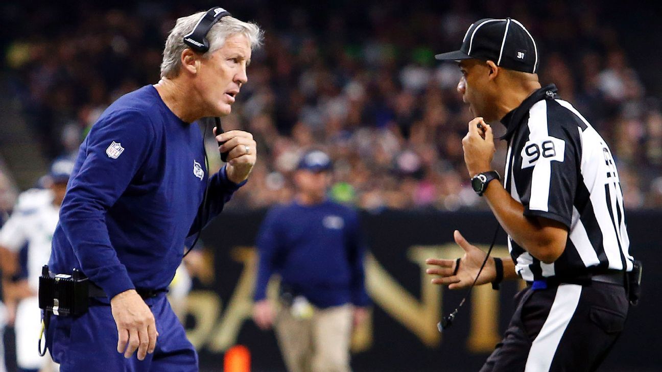 Pete Carroll gets called for penalty & ref calls the Seahawks the