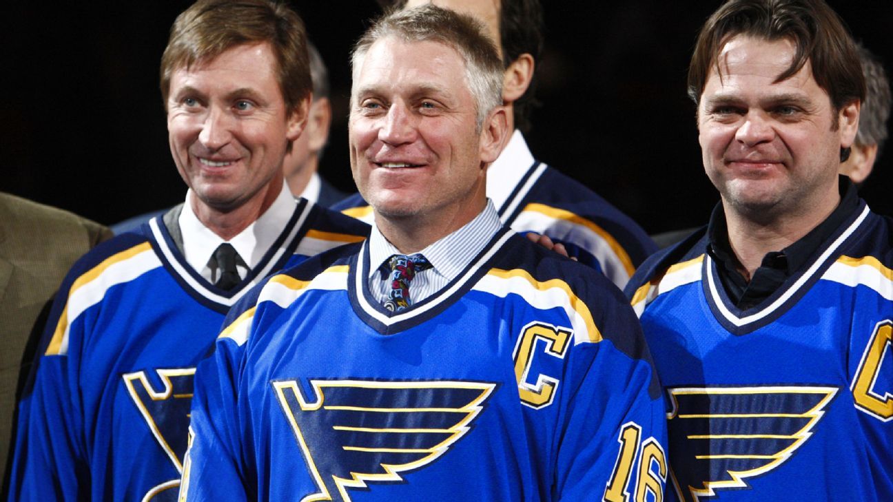 Terry Yake Bryce Salvador and Martin Brodeur of the St. Louis Blues News  Photo - Getty Images