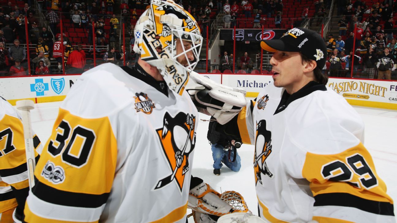 Penguins chase Marc-Andre Fleury early, win home opener