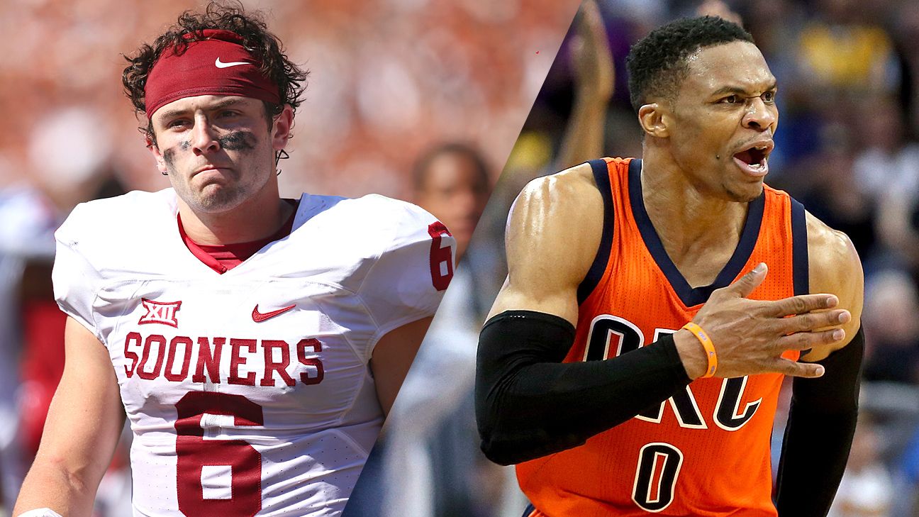 Russell Westbrook sports Sooners jersey; Baker Mayfield returns