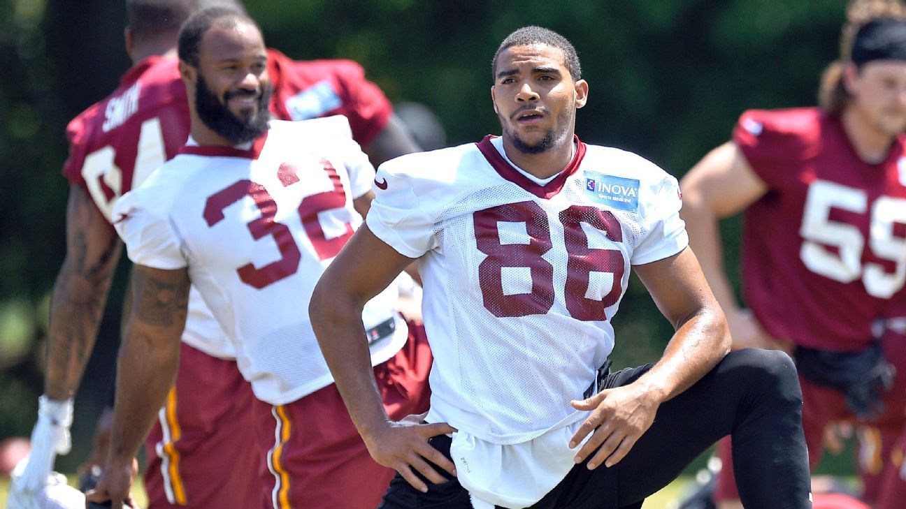 Jordan Reed autographed jersey. Washington Redskins tight end.