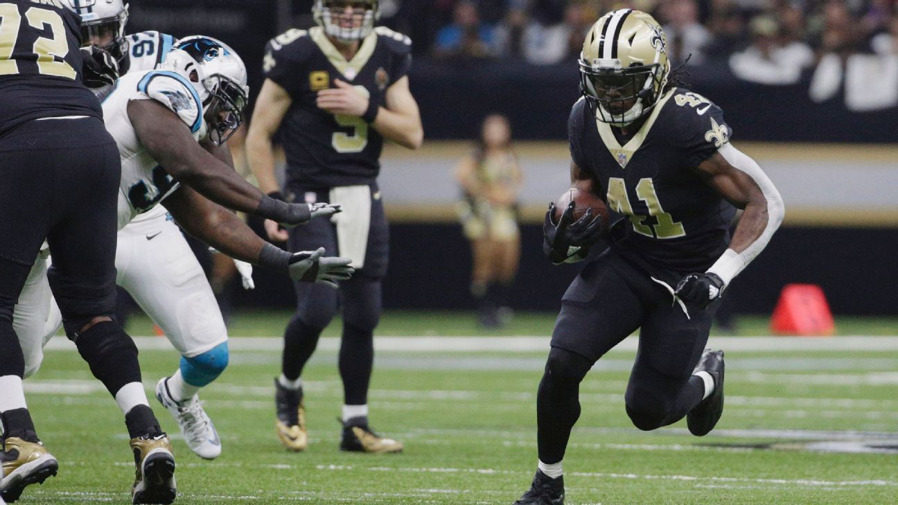 Fantasy Footballers on X: Among RBs with 240+ carries in a season since  2010, Alvin Kamara tied for the 2nd fewest rushing TDs (4) despite seeing  the biggest workload of his career.