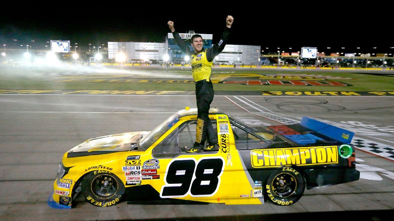Grant Enfinger wins NASCAR Truck race in Las Vegas as Brett Moffit runs