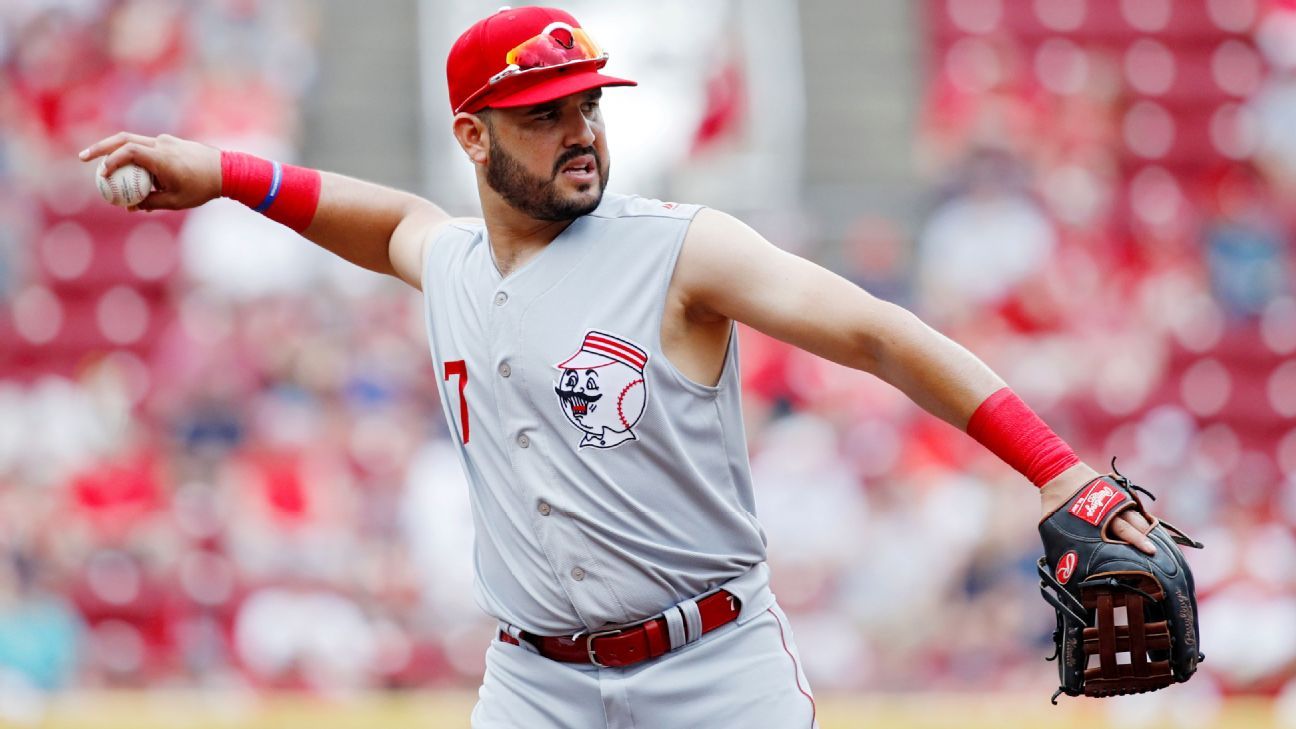 Reds play in sleeveless throwback uniforms against St. Louis Cardinals