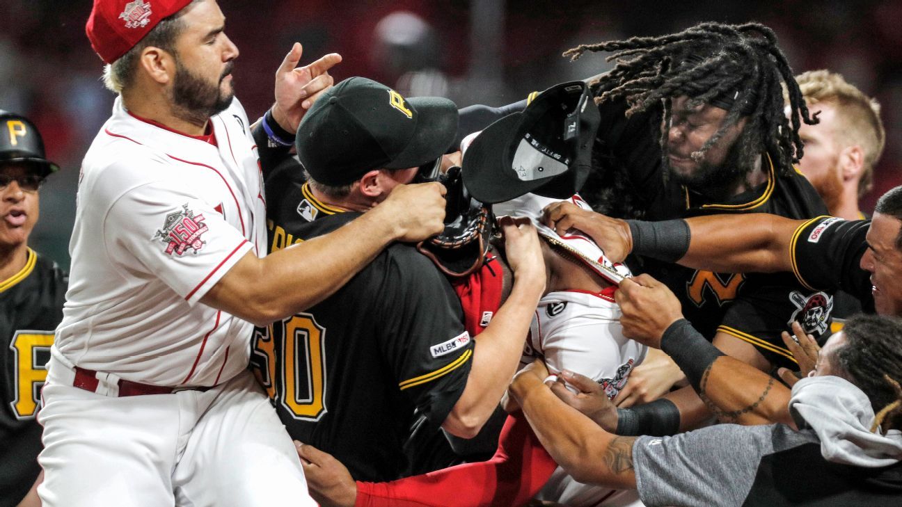 Reds-Pirates brawl results in 40 games of bans - ESPN