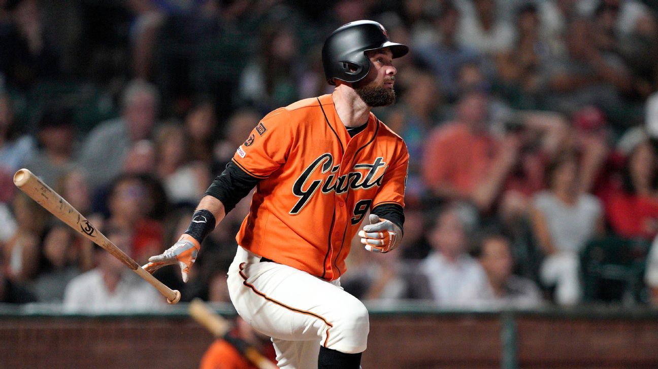 Giants first baseman Brandon Belt sidelined by sore heel - The San Diego  Union-Tribune