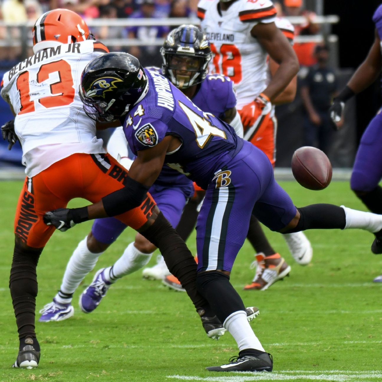 Baltimore Ravens cornerback Marlon Humphrey (44) in action against