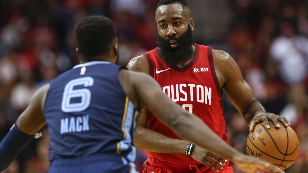 James Harden of the Houston Rockets scores 40 or more points in fourth