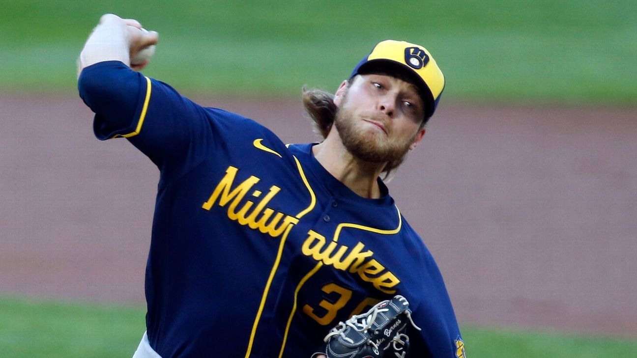 Brewers' Corbin Burnes on injured list with strained left oblique - ESPN